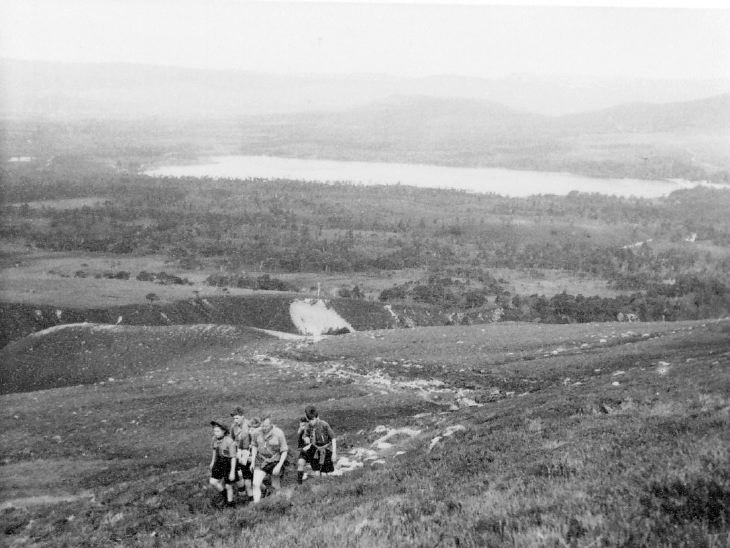 Scouts walking up mountain track