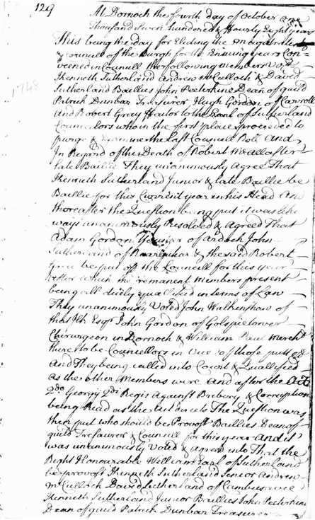 Dornoch Burgh Council Minutes 1748, 1754 & 1763