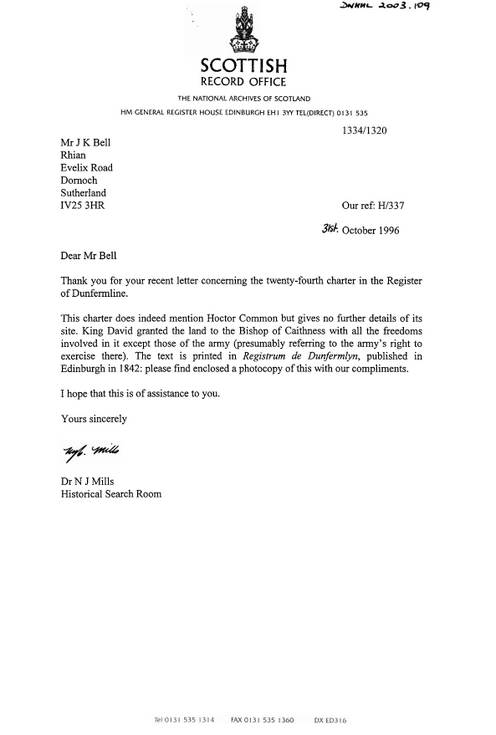 Information on Hoctor Common and other Dornoch locations