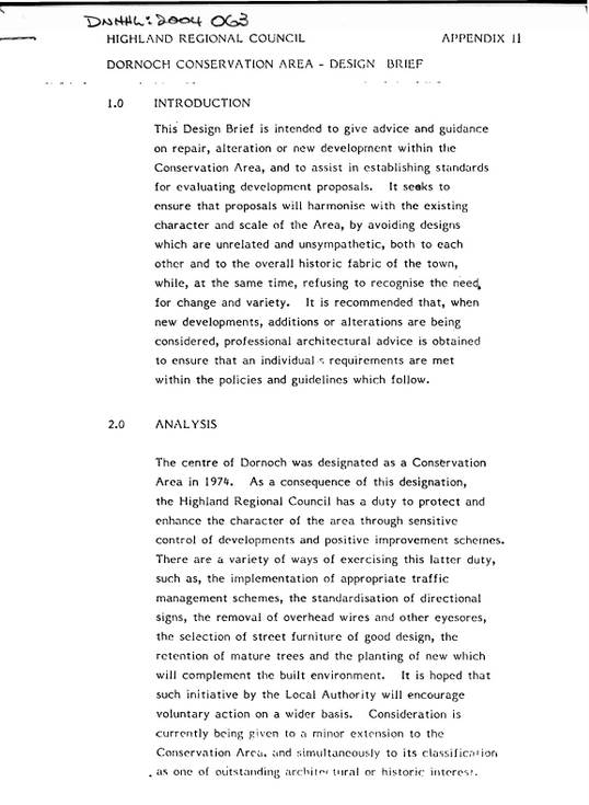 Dornoch Conservation Area design brief