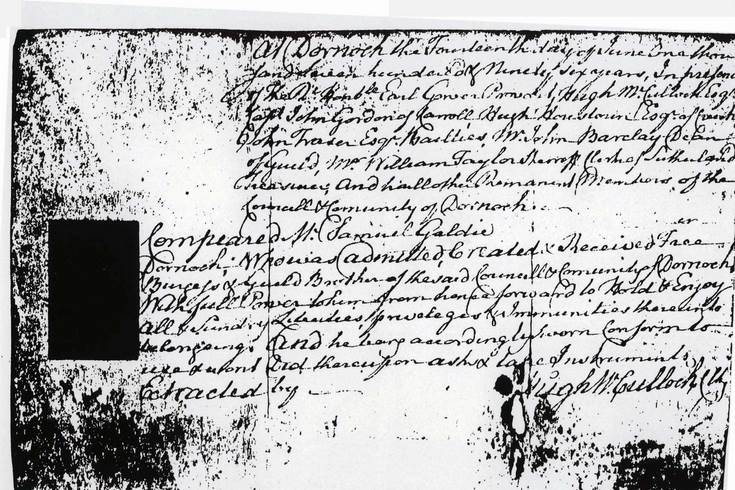 Burgess Act in favour of Samuel Gallie 1796
