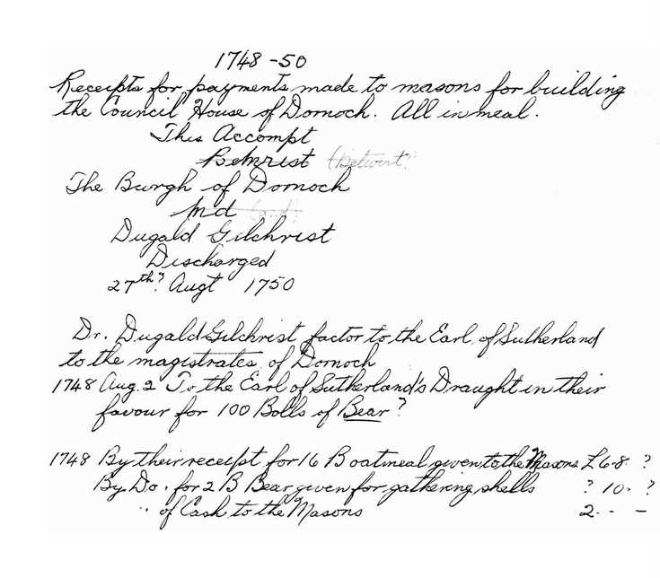 Note on building of the Council House 1748-50