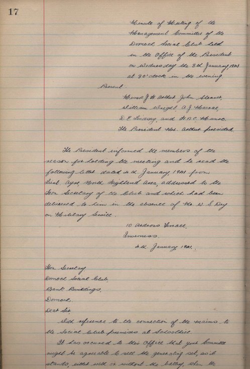 Minute Book of the Dornoch Social Club 1939 - 1979