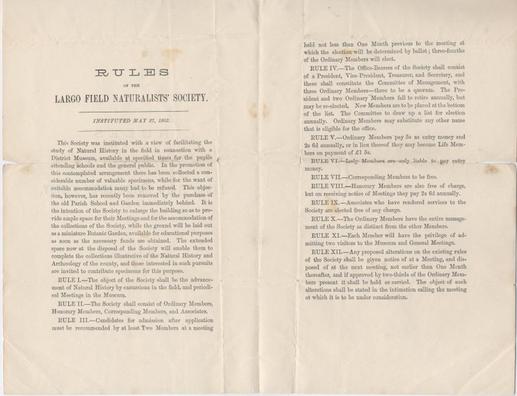 Rules of the Largo Field Naturalists' Society