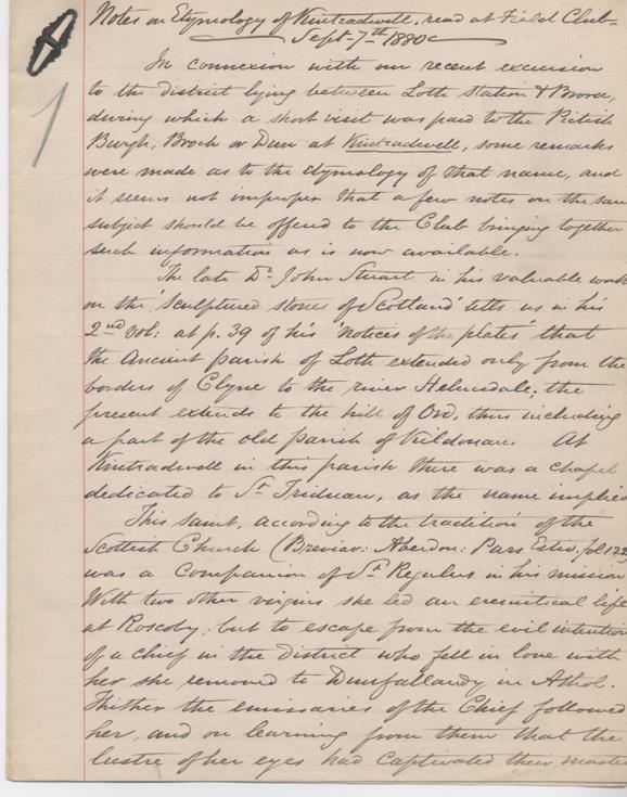 Notes on Etymology of Kintradwell 1880