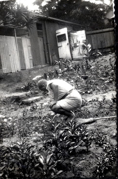 Man ( Thomas Hardie ? ) in garden ~ Nairobi ?