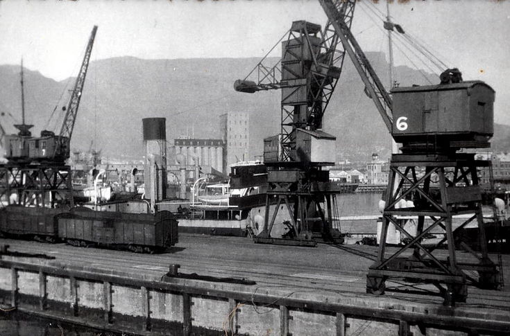 Table Mountain, with customs sheds in foreground