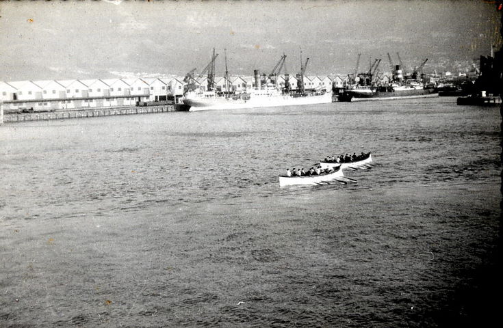 Boats of RMS Armadale Castle at rowing practice