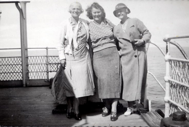 Mrs. Parker, Ruby (Hardie), and Mrs. Macmillan (Mac) on board RMS Armadale Castle