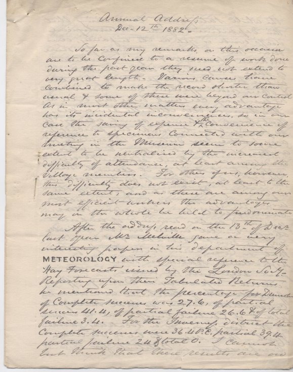 Sutherland Field Club Annual Address 1882