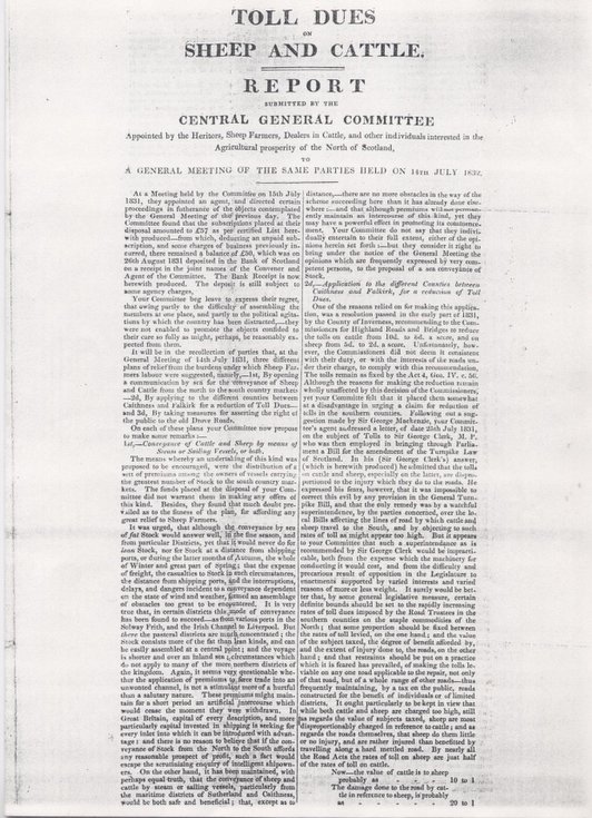 Toll dues on sheep and cattle 1832