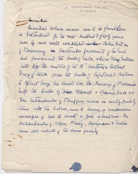Notes on leading Sutherland families