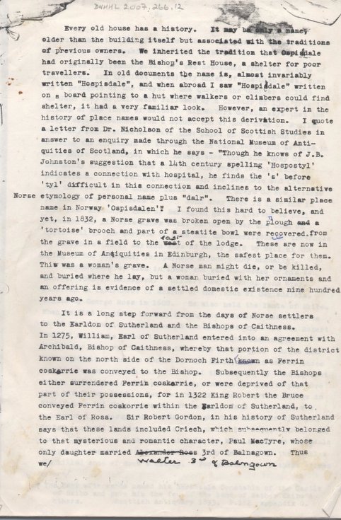 History of Ospisdale