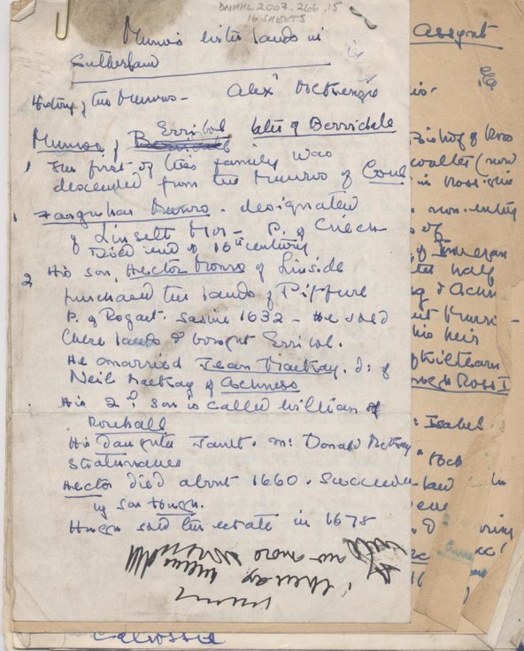 Notes on the Munros 16th and 17th c.