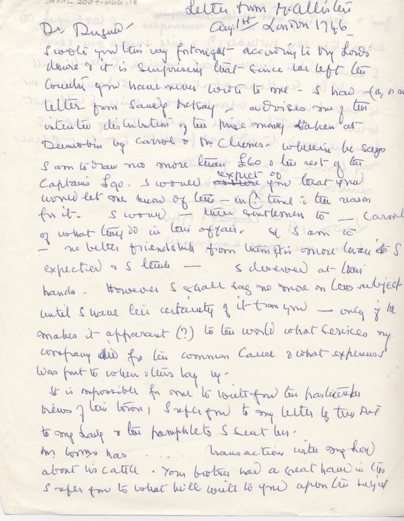 Letter to Dr. Duguid 1746