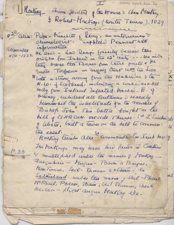 Notes on the Mackay family