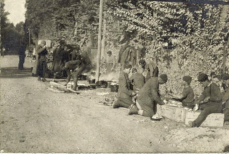 Company cooks preparing breakfast