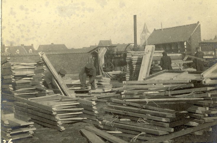 The R.E. yard - piles of “dug-out” frames