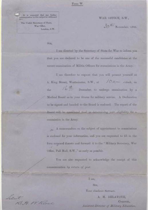 Letter confirming appointment for Medical Board