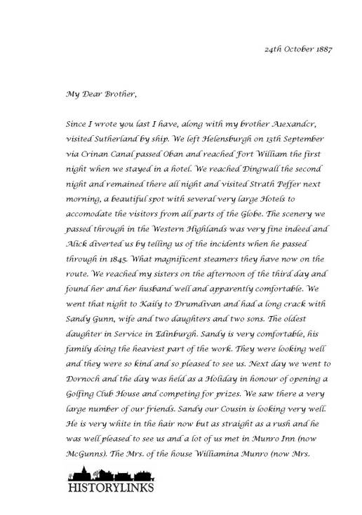 Letter relating to Achvaich