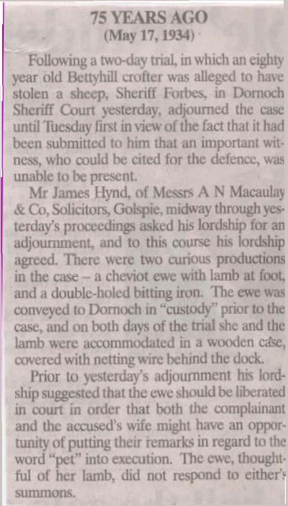 NT report of May 1934 sheep stealing trial
