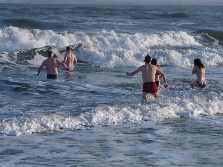 Intrepid swimmers New Year's Day 2010