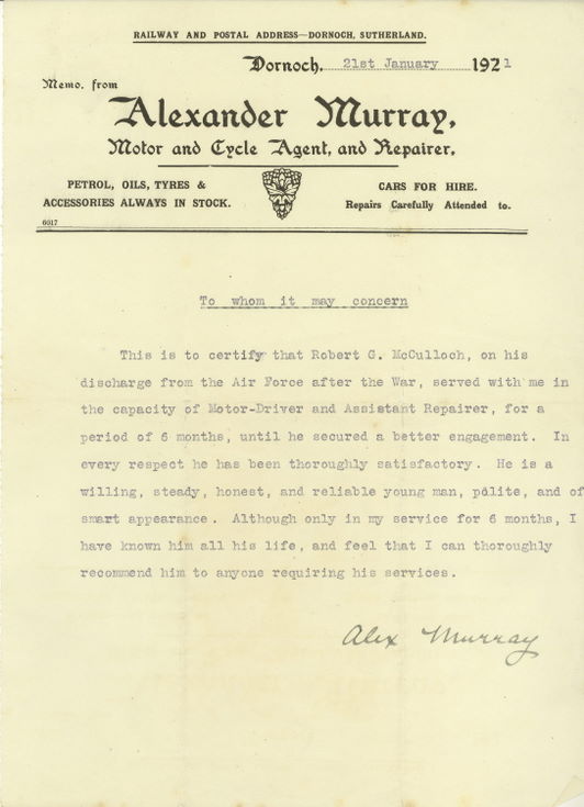 1921 reference for Robert McCulloch