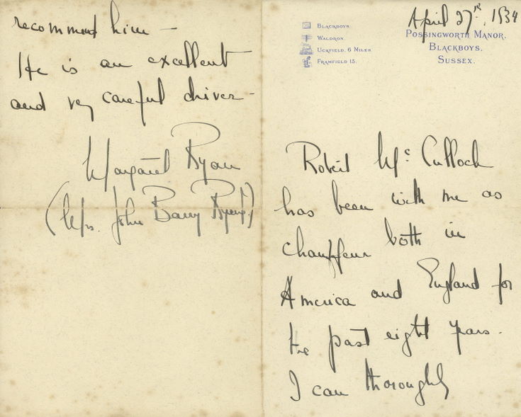 1939 Ryan reference for Robert McCulloch