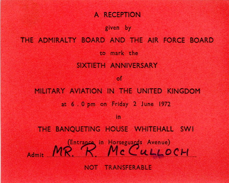 Invitation to Reception for Sixtieth Anniversary of Military Aviation