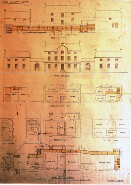 Plan and elevations of Embo House 1910