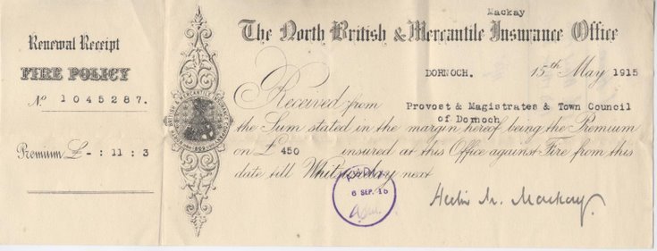 Receipt for fire insurance premium 1915