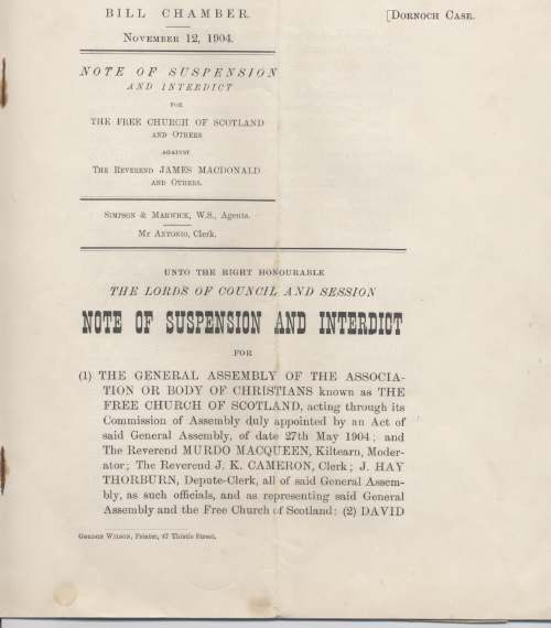 Note of suspension against Rev James Macdonald