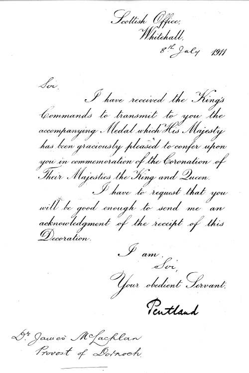 Letter re presentation of medal