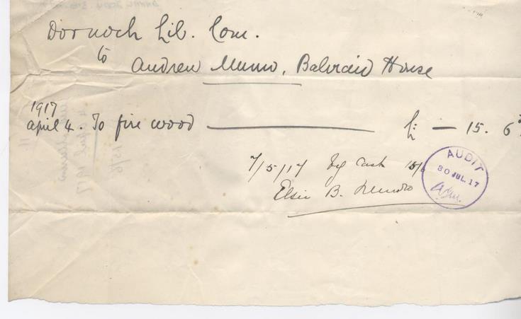 Bill for firewood 1917