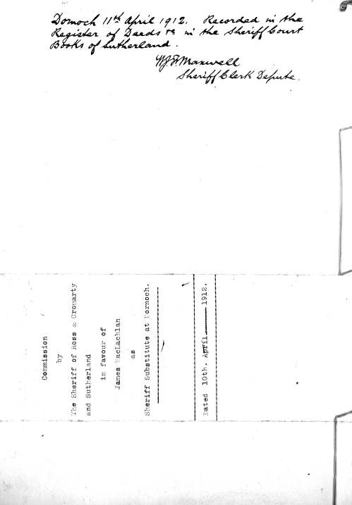 Appointment of James MacLachlan as Sheriff Substitute