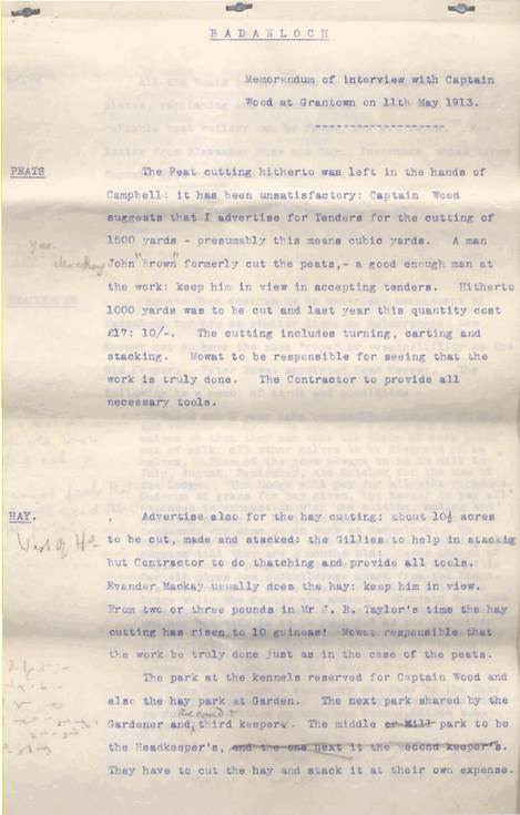 Notes of interview with Captain Wood 1913