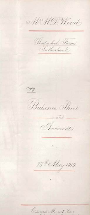 Badanloch accounts at May 28th 1919