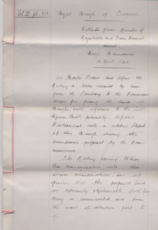Council minutes re boundaries 1832