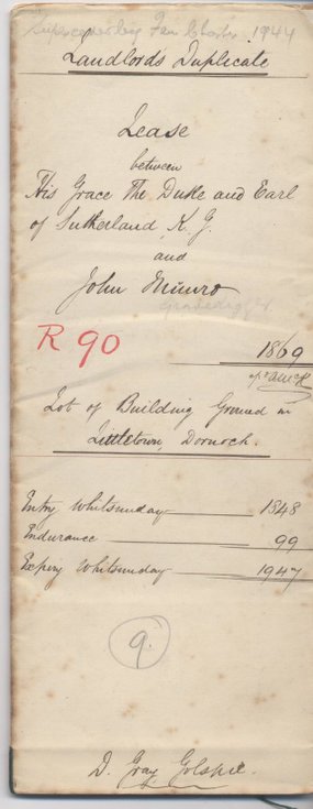 Lease between Duke of Sutherland and John Munro 1869