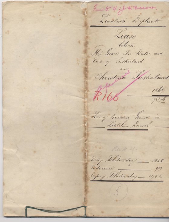 Lease between Duke of Sutherland and Christina Sutherland 1869