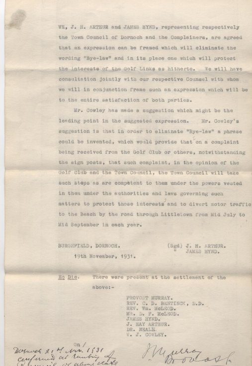 Findings in case of interdict against council 1931