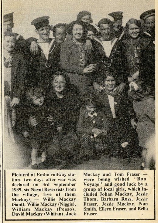 Newspaper extract of Naval Reservists departing from Embo Station