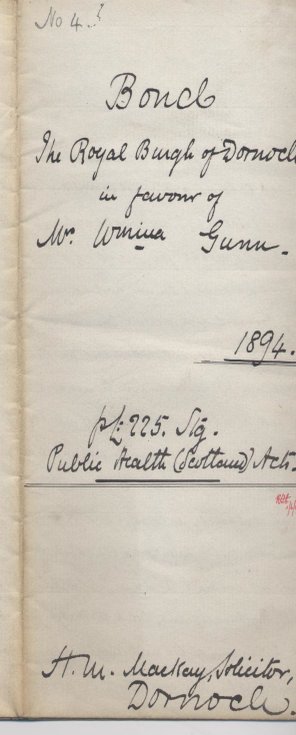 Bond in favour of Williamina Gunn 1894