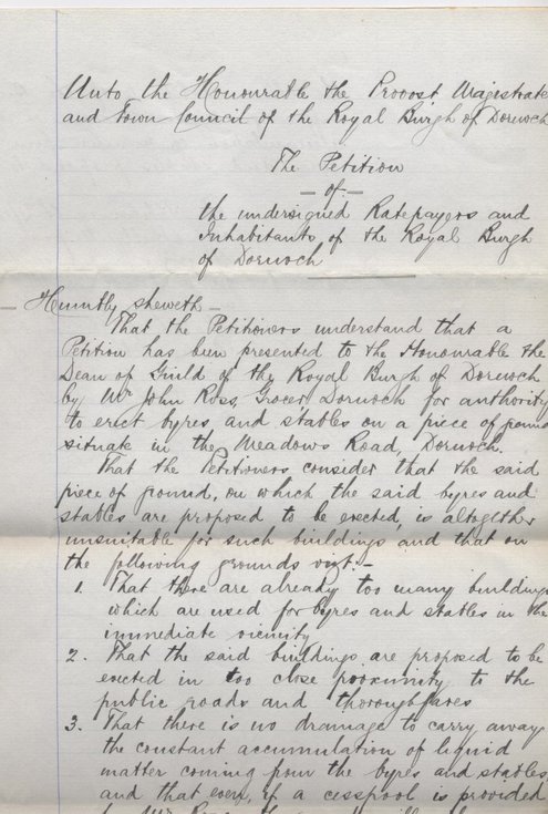 Petition against building in Meadows Road 1897