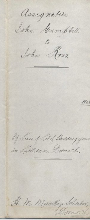 Assignation John Campbell to John Ross 1903