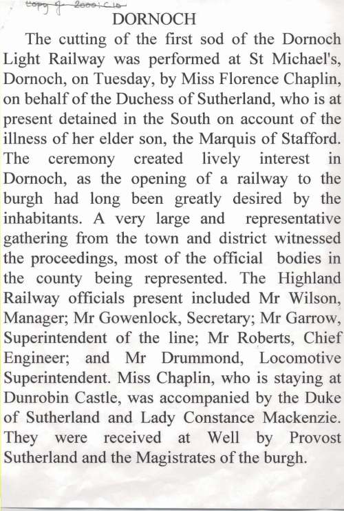 Cutting of first sod, Dornoch Light Railway