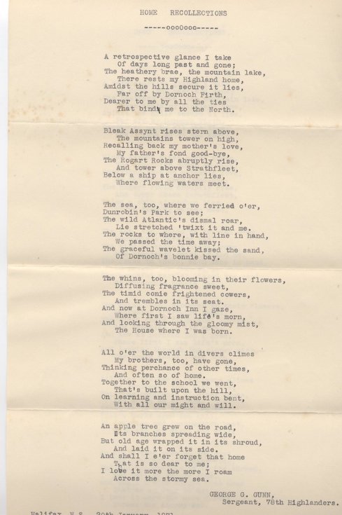Home Recollections - poem about Dornoch