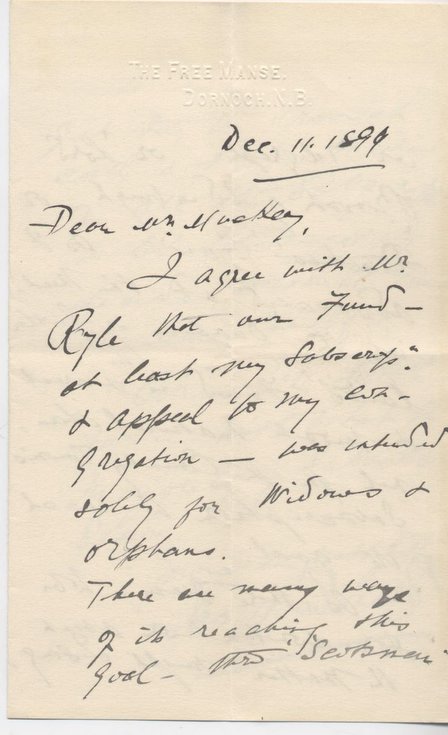 Letter from James Macdonald