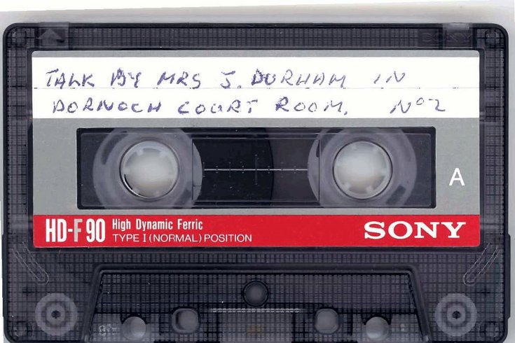 Audio-tape of lecture by Mrs Jane Durham