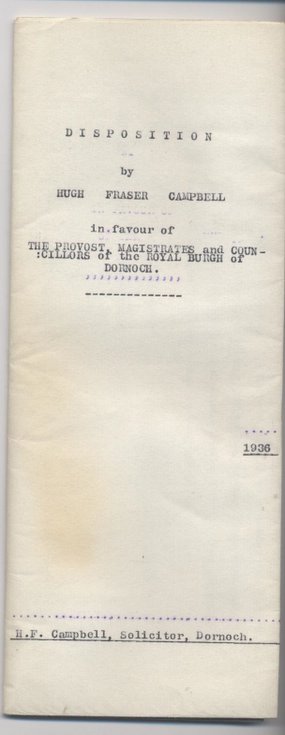 Disposition by H.F. Campbell in favour of Town Council 1936